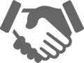 Icone de duas mãos apertando simbolizando parceria.